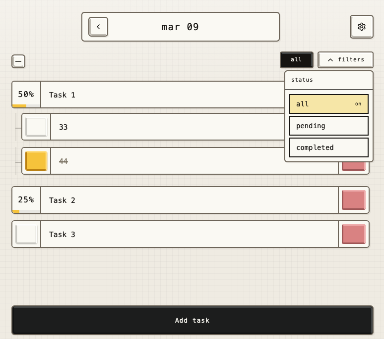 Qwesti app preview showing nested task interface